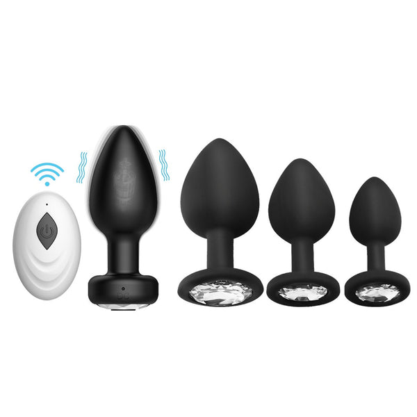 Vibrating Anal Plug Set — 10-Mode Rechargeable Silicone