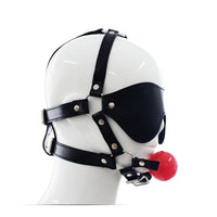 Leather Mouth Gag & Blindfold Set - BDSM Restraint Kit