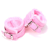 Plush PU Leather Handcuffs Vegan Bondage Cuffs for Couples