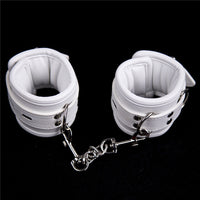 White Soft PU Leather Ankle Cuffs Bondage Restraints Couples