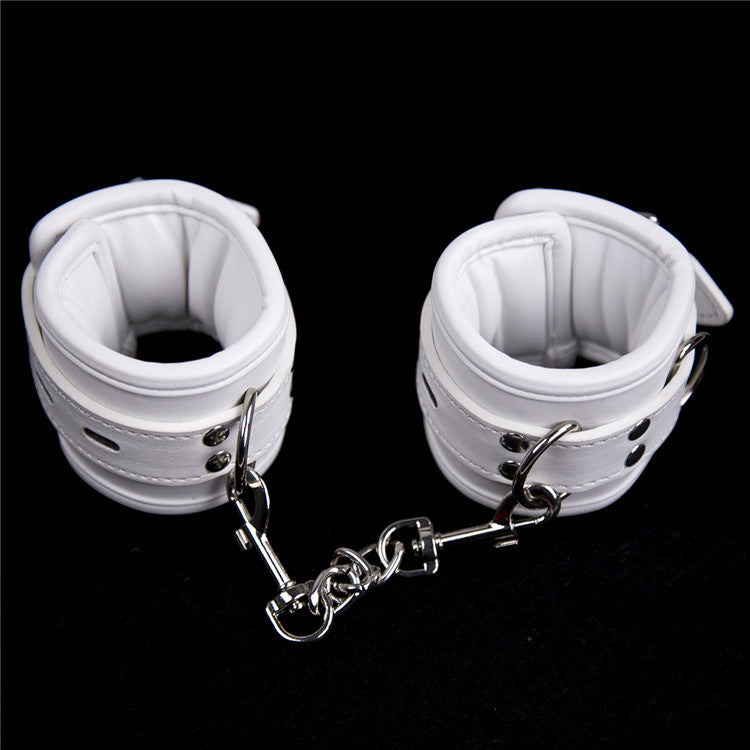 White Soft PU Leather Ankle Cuffs Bondage Restraints Couples