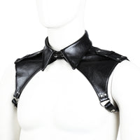 Black PU Leather Chest Harness Strap Bodysuit