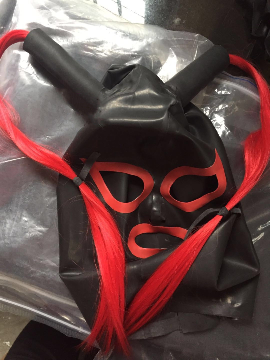 Latex Hood Mask Bondage Wig Drag Hat