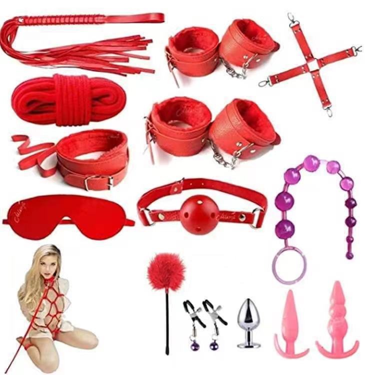 Leather Goods Plush 14-Piece Set Erotic Adult Bondage Rear Anal Plug