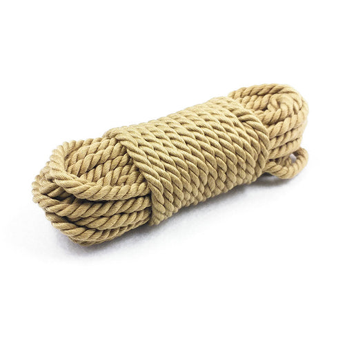 Detail view of Metal 10M Polyester Bondage Rope for BDSM Restraint Play