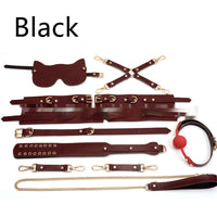 PU Leather Bondage Mask Ankle Bracelet Training Set