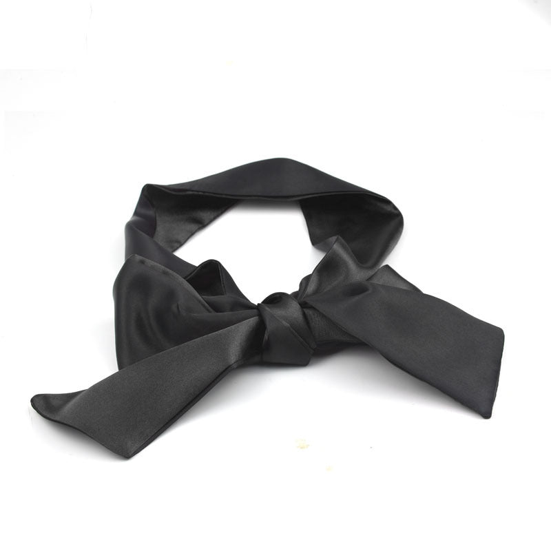Back view of Satin Blindfold Eye Mask with Wrist Ties - 2-Color for Restraint