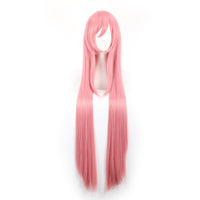 Long Straight Gray Pink Cosplay Wig High Temp Fiber