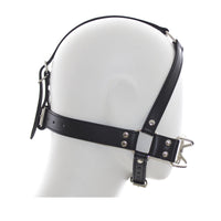 Leather Mouth Gag Harness with Stainless Steel Plug