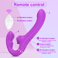Strapless Strap-On G-Spot Dildo Vibrator Double Ended
