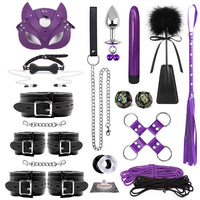 Padded Leather Bondage Cuff Set — Wrist & Ankle