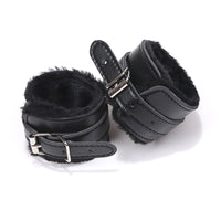 Plush PU Leather Handcuffs Vegan Bondage Cuffs for Couples