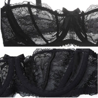 Half Cup Lace Bra Set with Garter & Stockings