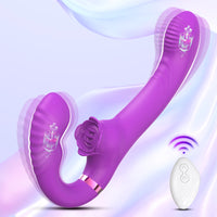 Strapless Strap-On G-Spot Dildo Vibrator Double Ended
