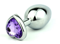 Heart-Shaped Metal Anal Plug — Jeweled Base Design