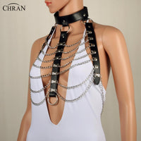 Faux Leather Harness Bondage Collar Goth Choker