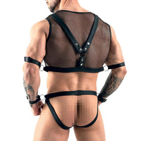 Men's Sheer Mesh Bodysuit — Full-Coverage Spandex