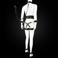 PU Leather Handcuffs Leg Cuffs with Waist Restraint Belt