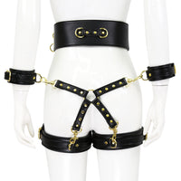 PU Leather Restraint Set - Handcuffs, Ankles & Waist