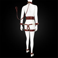 PU Leather Handcuffs Leg Cuffs with Waist Restraint Belt
