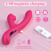 Silicone G-Spot Vibrator with Clit Suction - 10 Modes