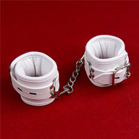 White Soft PU Leather Ankle Cuffs Bondage Restraints Couples