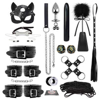Padded Leather Bondage Cuff Set — Wrist & Ankle
