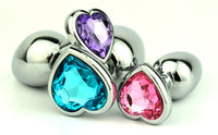 Heart-Shaped Metal Anal Plug — Jeweled Base Design