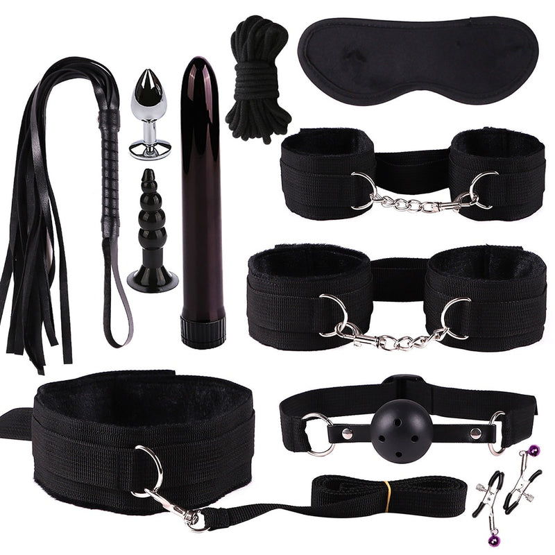 Nylon 11-Piece Bondage Set Couples BDSM Kit Restraints