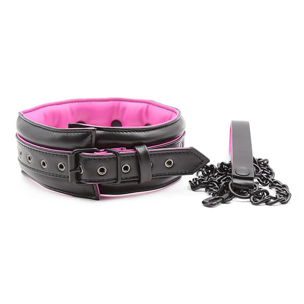 Gothic Collar & Cuffs Set — Faux Leather Bondage