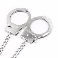 Metal Handcuffs with Anal Plug Connector Bondage Set