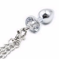 Metal Handcuffs with Anal Plug Connector Bondage Set