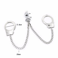 Metal Handcuffs with Anal Plug Connector Bondage Set