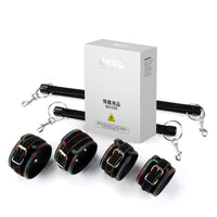 Leather Spreader Bar Bondage Handcuff Ankle Cuff Set