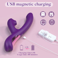 Silicone G-Spot Vibrator with Clit Suction - 10 Modes