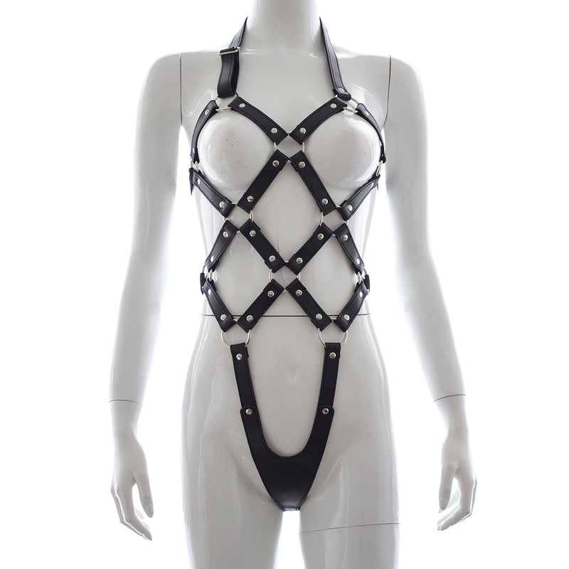 Leather Bondage Corset Harness - Body Restraint Suit