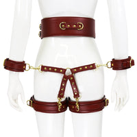 PU Leather Restraint Set - Handcuffs, Ankles & Waist