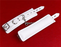 White Soft PU Leather Ankle Cuffs Bondage Restraints Couples