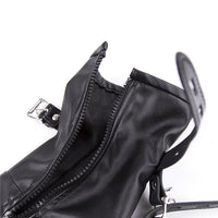 Leather Ankle Restraint Boots with Zipper & Buckle