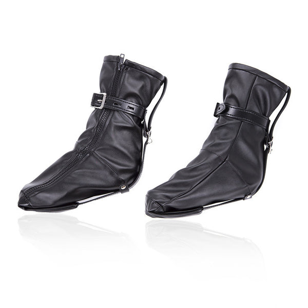 Leather Ankle Restraint Boots with Zipper & Buckle