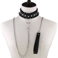 PU Leather Lace Collar with Leash Bondage Choker