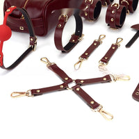 PU Leather Bondage Mask Ankle Bracelet Training Set