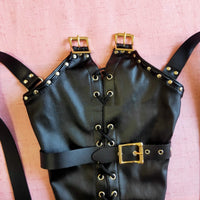 Leather Bondage Corset - Full Body Restraint Harness