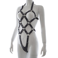 Leather Bondage Corset Harness - Body Restraint Suit