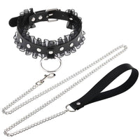 PU Leather Lace Collar with Leash Bondage Choker
