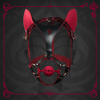 Leather Cat Mask with Ball Gag - Roleplay Harness