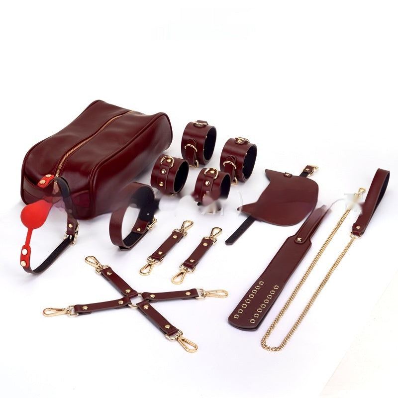 PU Leather Bondage Mask Ankle Bracelet Training Set