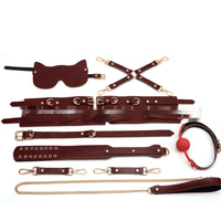 PU Leather Bondage Mask Ankle Bracelet Training Set