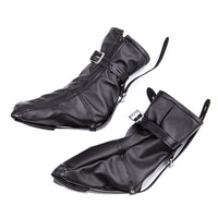 Leather Ankle Restraint Boots with Zipper & Buckle