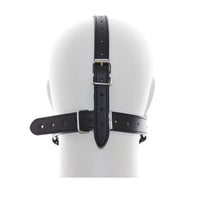 Leather Mouth Gag Harness with Stainless Steel Plug